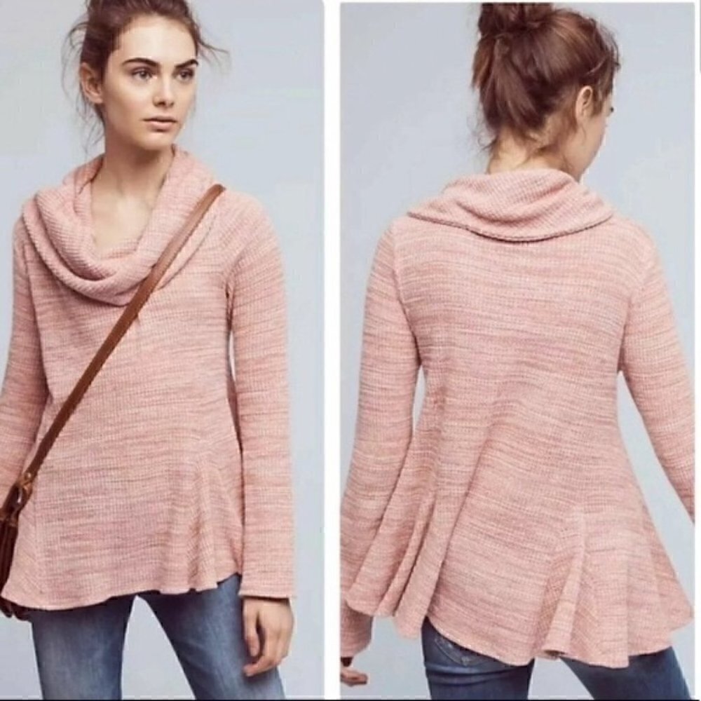 Anthropologie Postmark Maurisa Pink Cowl Waffle Sweater